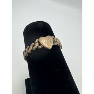 VTG WWII 1940s LaMode Sweetheart Heart Bracelet Precious Metal GF Expansion